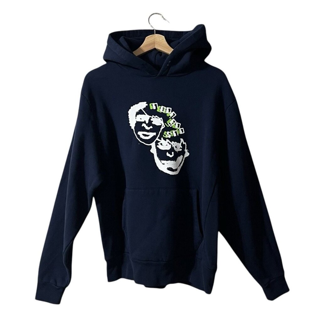 NOON GOONS Hoodie Size Medium Mens Navy Blue Pullover French Terry Sweatshirt